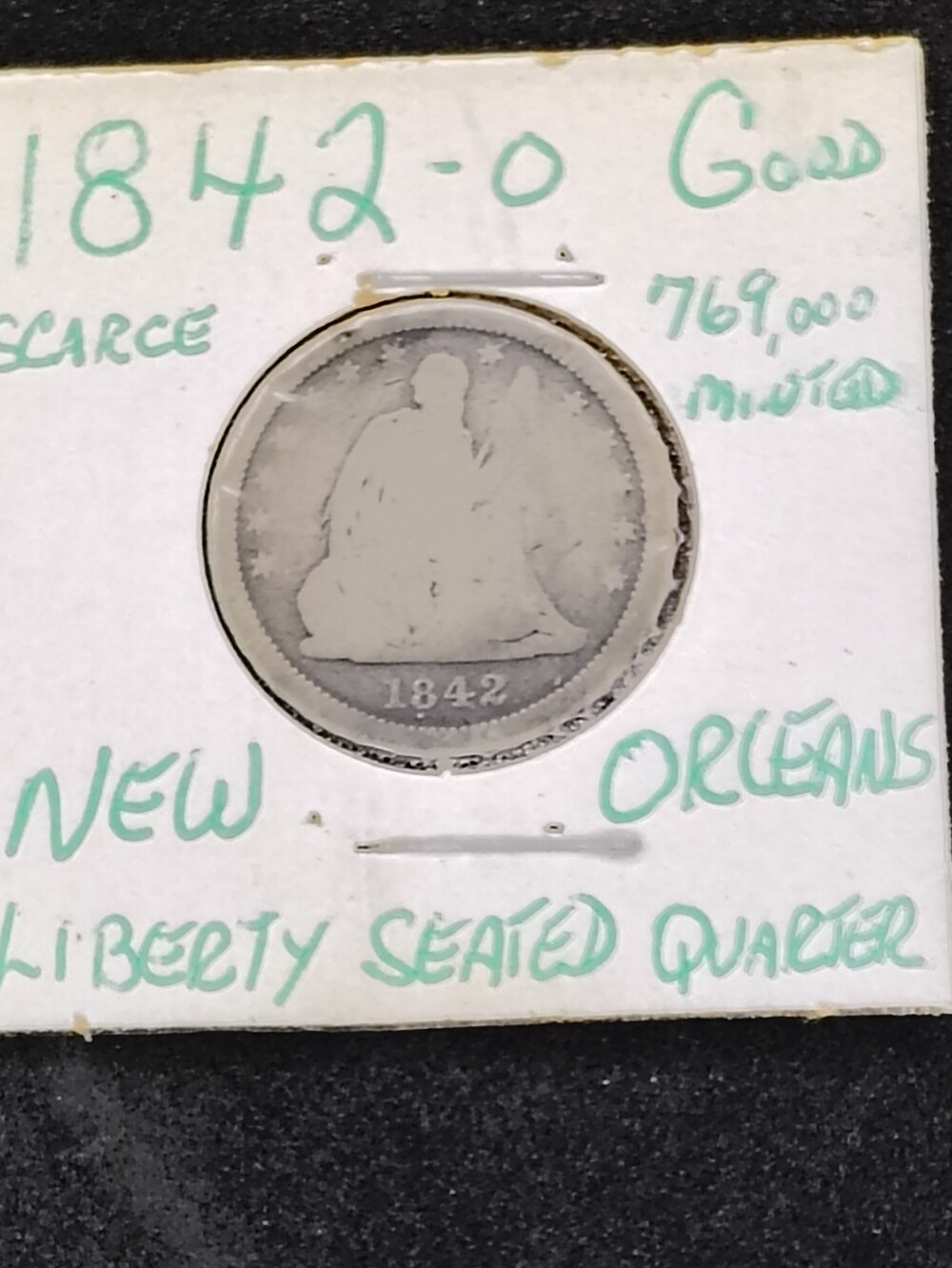 1842-O Liberty Seated Silver Quarter - Scarce New Orleans Mint Vintage US Coin